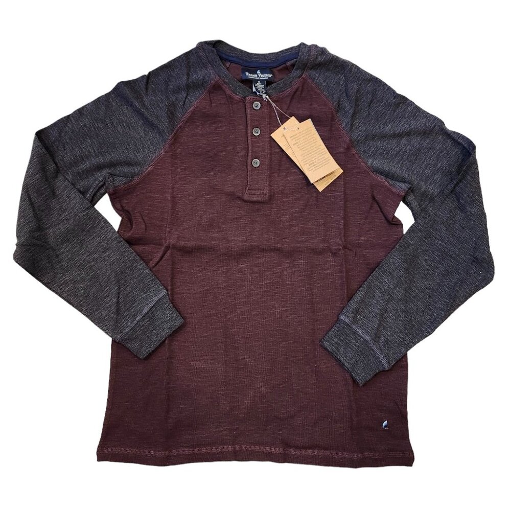 Tailor Vintage Airotec Long Sleeve Henley Raspberry Gray Men's Size S